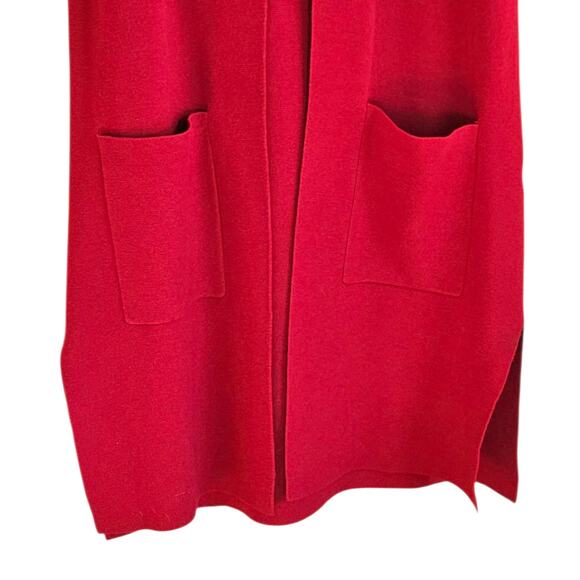 Chico's Long Red Open Front Vest Pockets Knit Women's Size 1 (Medium) - Picture 3 of 8
